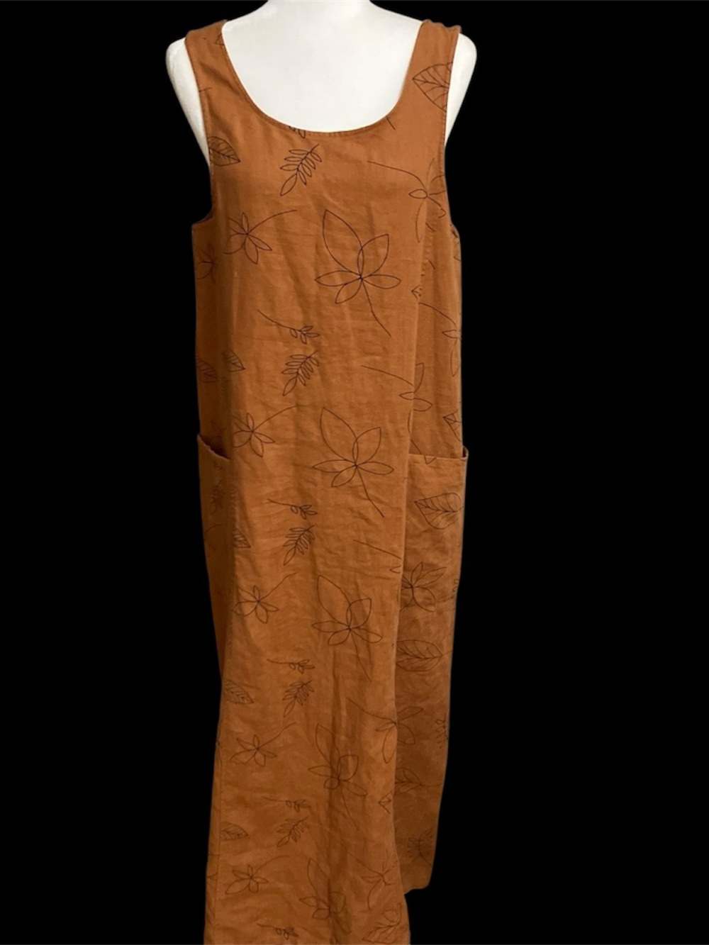 Vintage Rust Women’s Sleeveless Linen Dress